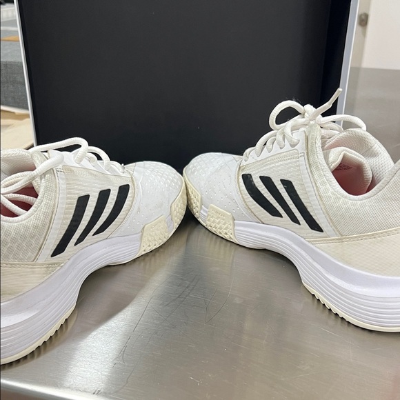 Adidas Men's White Athletic Shoes with Black Stripes - Picture 3 of 6